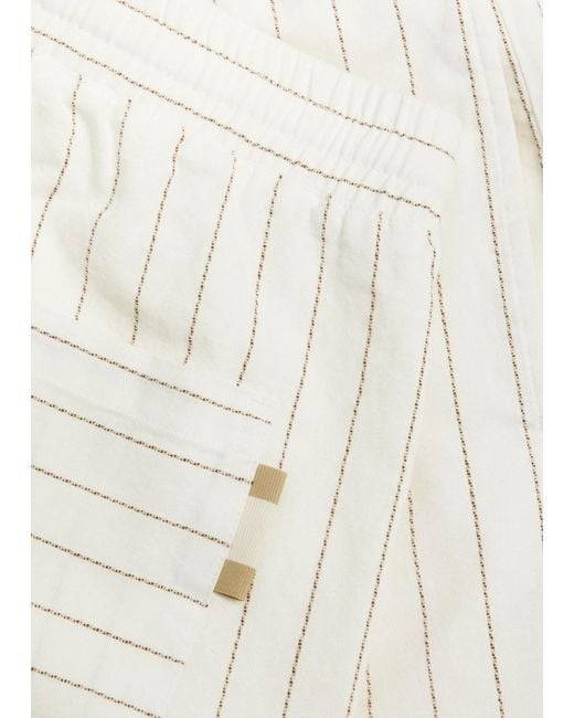 CHE White Franklin Striped Cotton And Linen-Blend Shorts for men