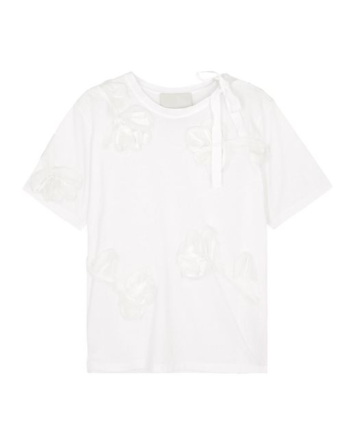 3.1 Phillip Lim White Floral-appliquéd Cotton T-shirt