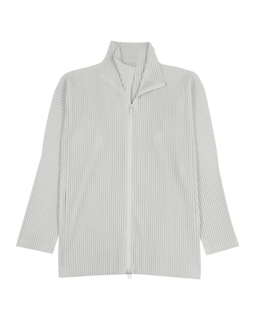 Homme Plissé Issey Miyake White Pleated Jacket for men