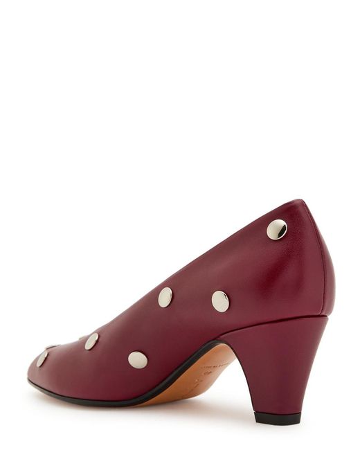 Bally Red Aline 55 Stud-Embellished Leather Pumps