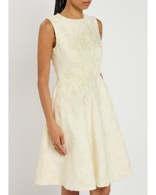 Moncler Natural Floral-Jacquard Cotton-Twill Mini Dress