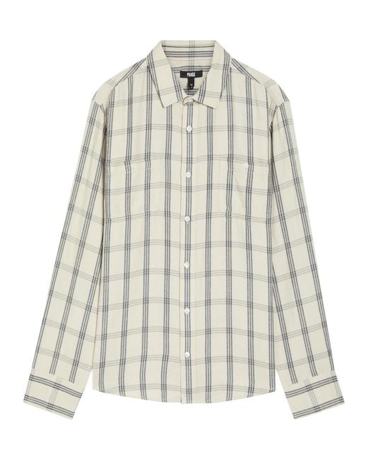 PAIGE White Everett Checked Flannel Shirt for men