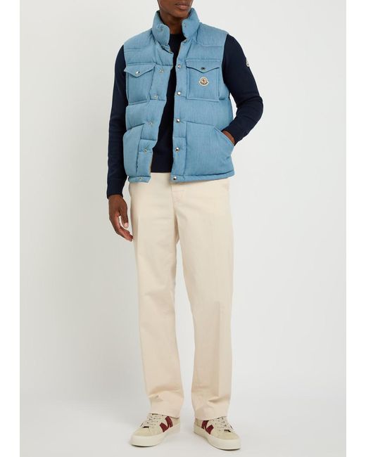 Moncler Blue Logo-Appliquéd Padded Denim Gilet for men