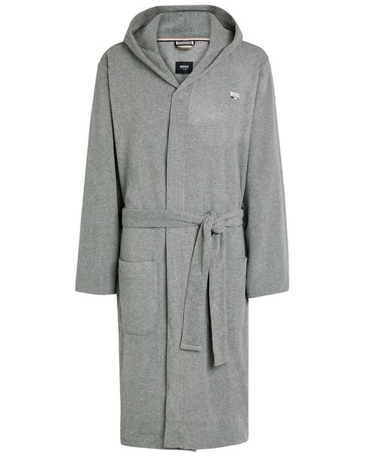 Boss Gray Logo Terry Robe for men