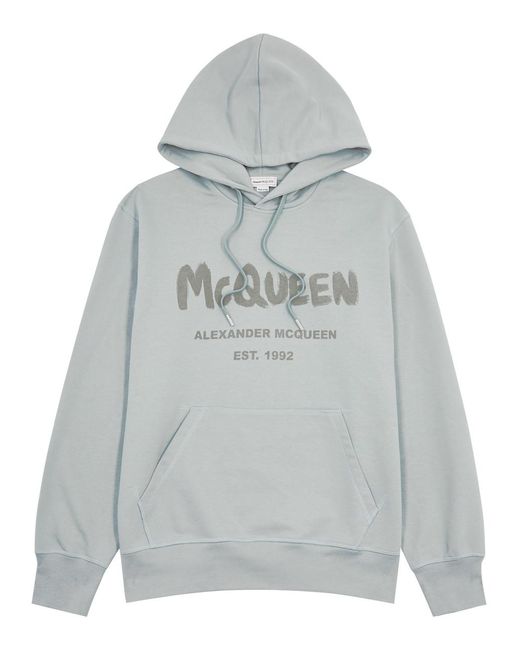 Alexander McQueen Gray Logo Hooded Cotton Sweatshirt for men