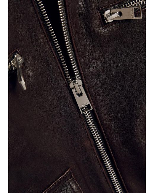 FRAME Brown The Aviator Quilted Leather Jacket