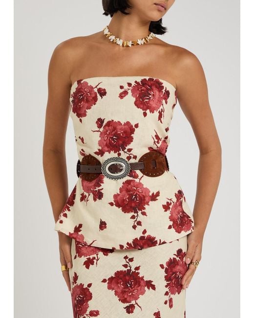 Andersons Brown Embellished Suede Concho Belt