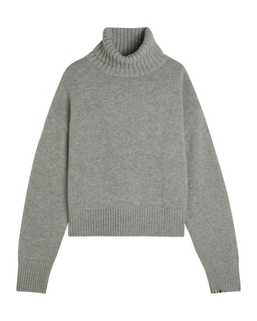 Extreme Cashmere Gray N°434 Crop Xtra Roll-Neck Cashmere Jumper