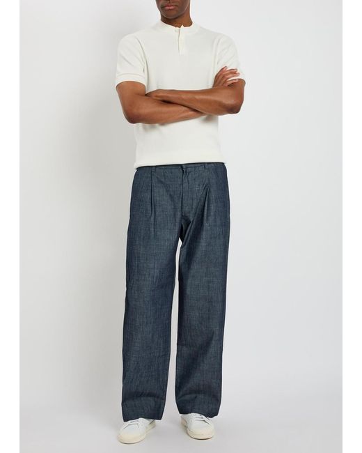 NN07 Blue Kay Pleated Cotton Trousers for men