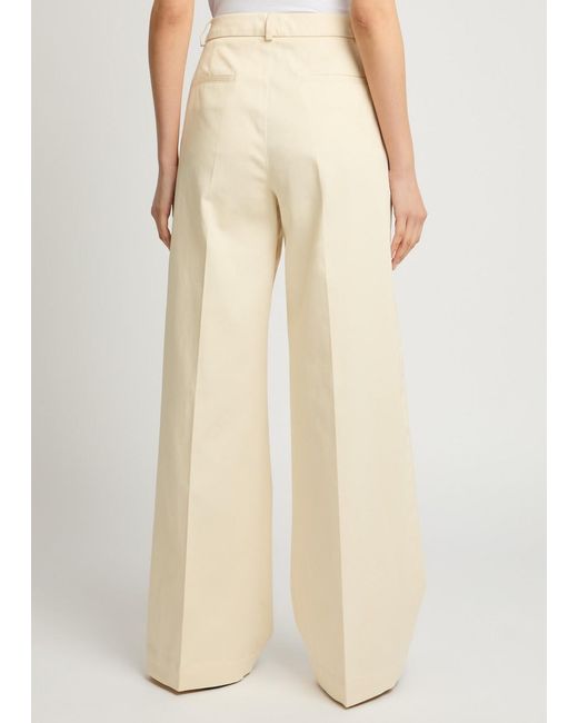 Moncler Natural Wide-Leg Twill Trousers