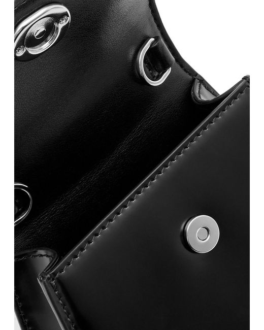 Self-Portrait Black Bow Micro Glossed Leather Top Handle Bag