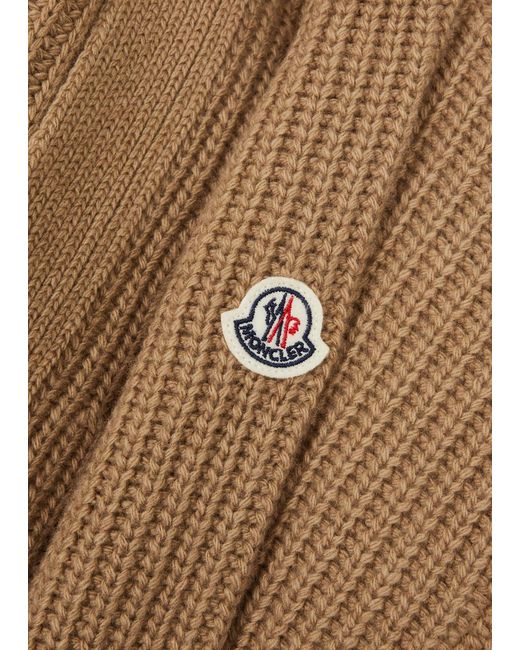 Moncler Natural Ribbed Wool-blend Cardigan