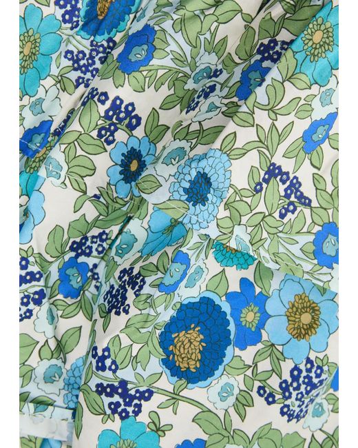 ALÉMAIS Blue Pam Floral-Print Cotton-Poplin Midi Dress