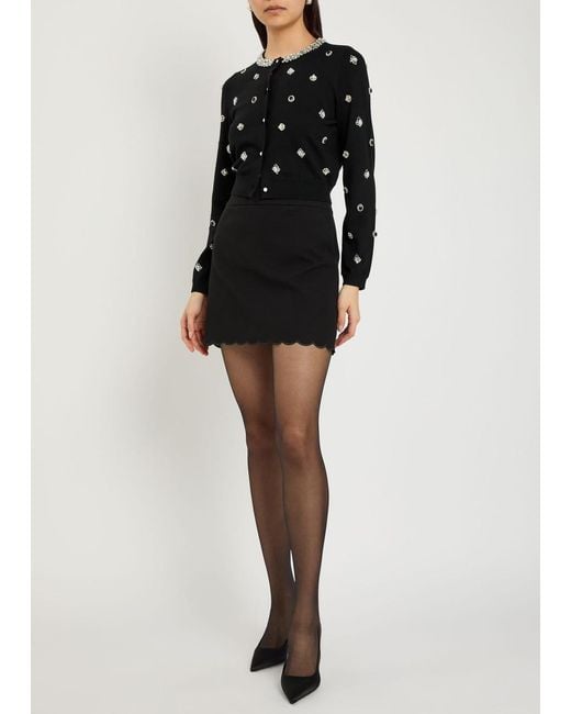 Alice + Olivia Black Dollie Embellished Cardigan
