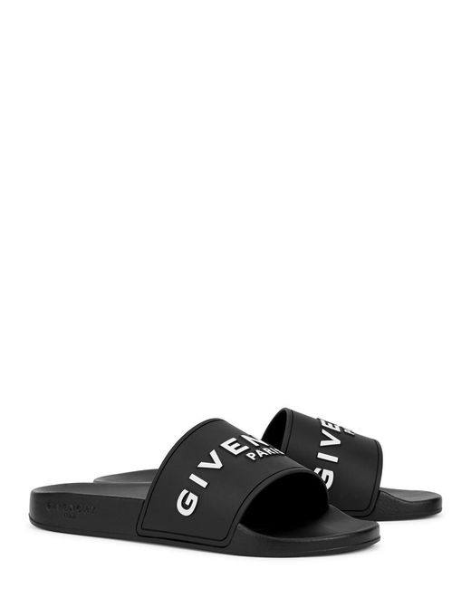 Givenchy Logo Rubber Sliders in Black for Men | Lyst