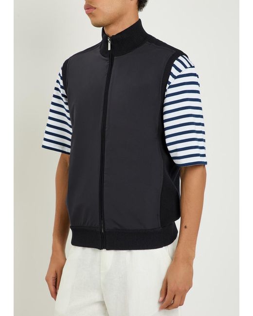 Raith Blue Davi Hybrid Panelled Stretch-Knit Gilet for men