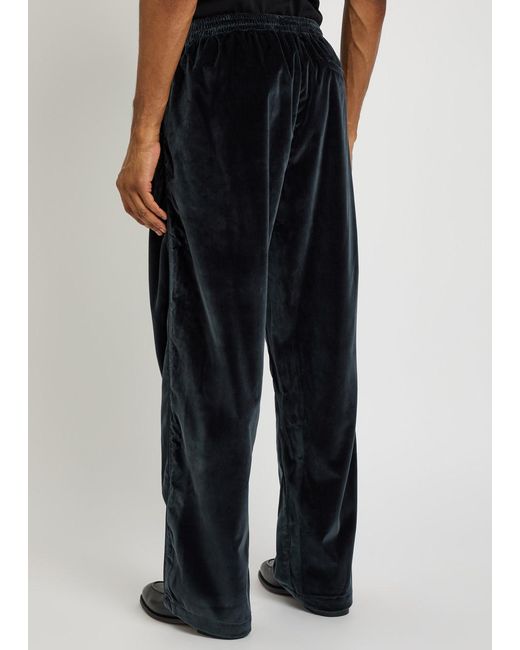 Willy Chavarria Blue Ruff Rider Straight-Leg Velour Trousers for men