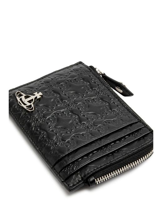 Vivienne Westwood Black Embossed Leather Card Holder for men