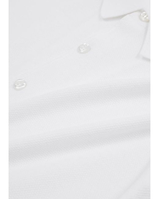 John Smedley White Roth Piqué Cotton Polo Shirt for men