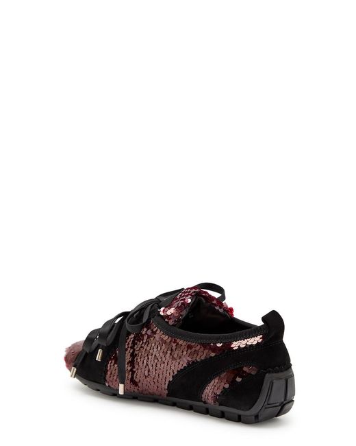 Simone Rocha Black Ballerina Grip Sequin-Embellished Suede Sneakers