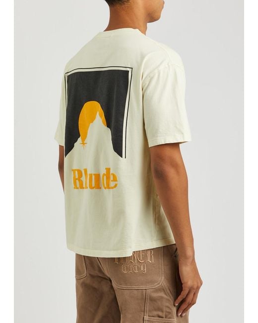 Rhude White Moonlight Logo Cotton T-shirt for men