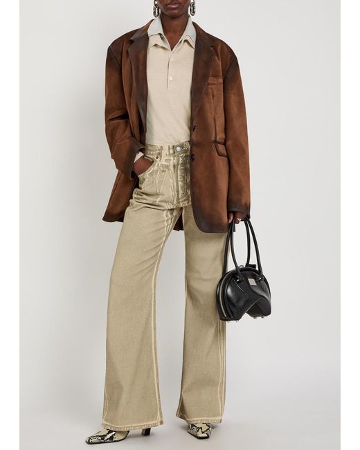 Acne Natural Layered-Effect Silk And Wool-Blend Polo Top
