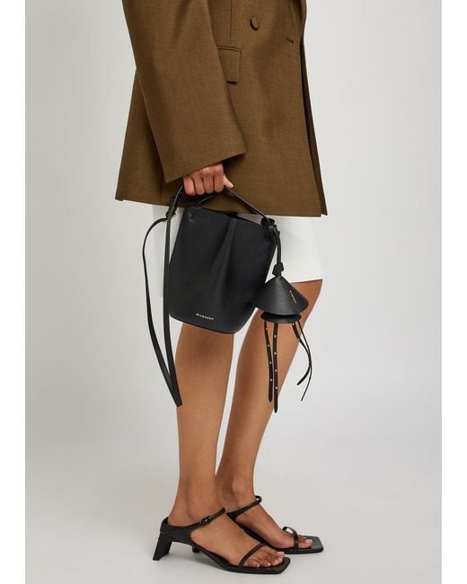 Givenchy Black Nano Floral Bag-Charm Leather Bucket Bag