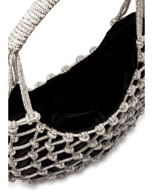 Rosantica Black Nodi Crystal-embellished Satin Shoulder Bag