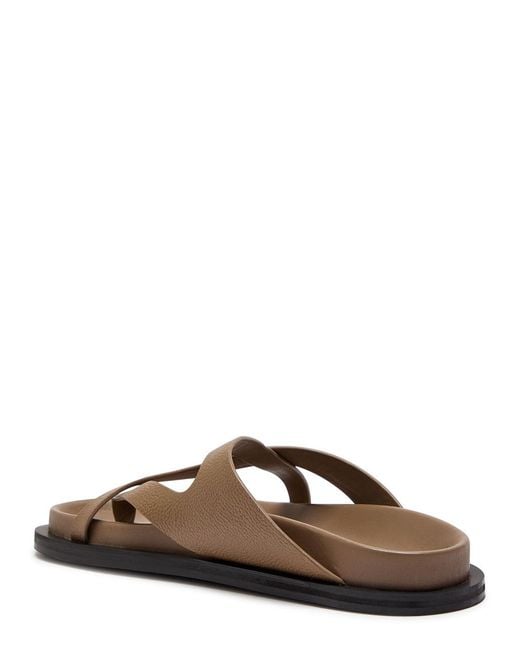 A.Emery Brown Claude Grained Leather Sandals