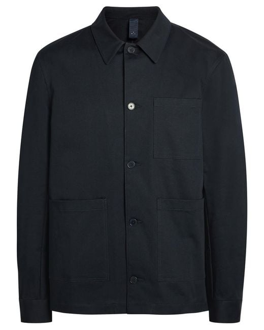 L'Estrange Black Coach Patch Pocket Stretch-Cotton Overshirt for men
