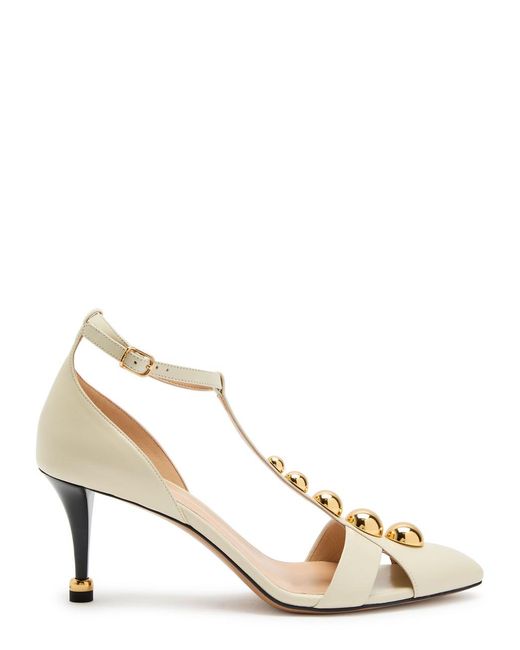 Chloé Natural Cleia Studded Leather Pumps