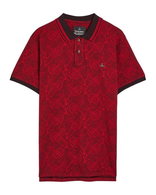 Vivienne Westwood Red Classic Logo-Jacquard Cotton Polo Shirt for men