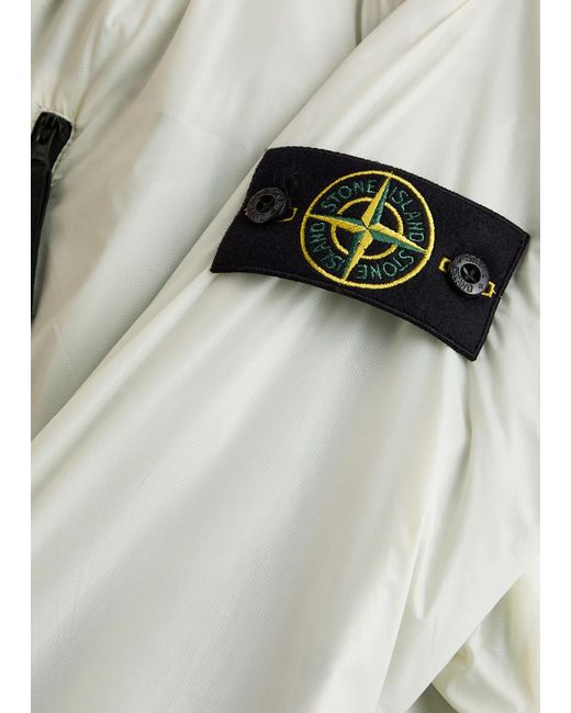 Stone Island White Padded Hooded Pertex Quantum Jacket for men