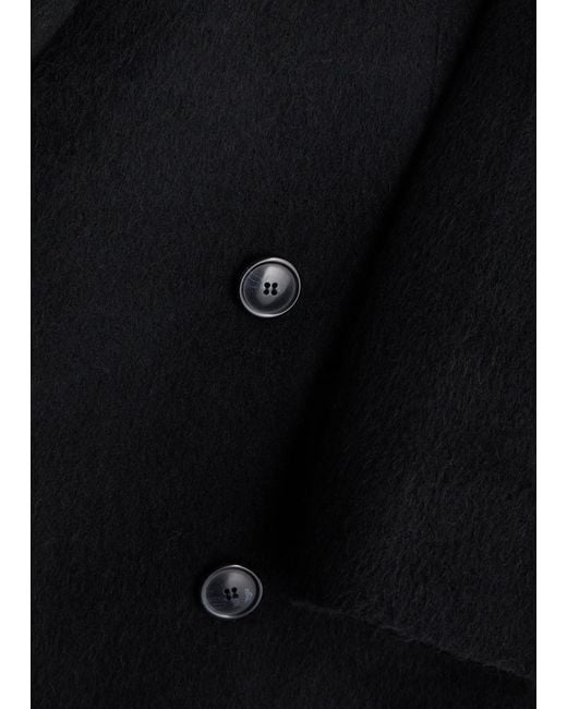 Almada Label Black Drew Double-Breasted Wool-Blend Coat