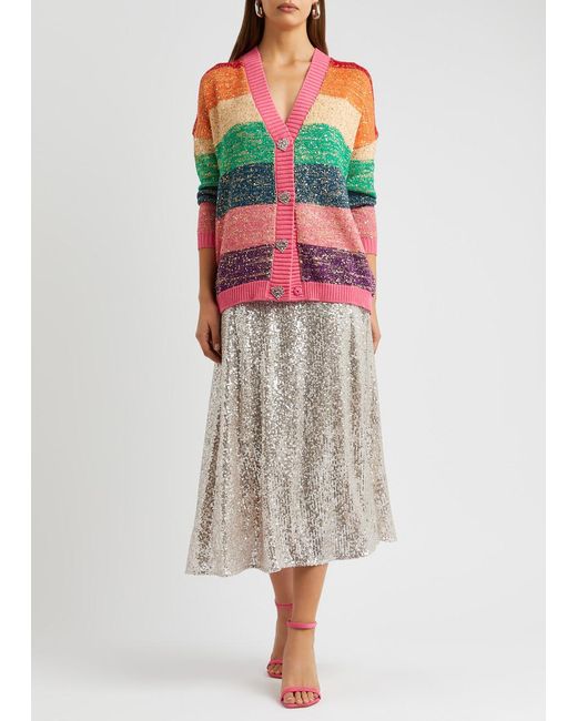 Olivia Rubin Natural Penelope Sequin-embellished Midi Skirt