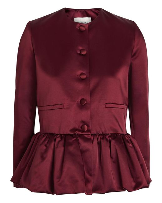 LIBEROWE Red Peplum Satin Jacket