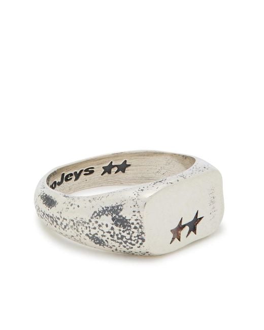 Twojeys White Elongated Sterling-Plated Brass Signet Ring for men