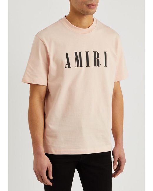 Amiri Pink Logo Cotton T-shirt for men