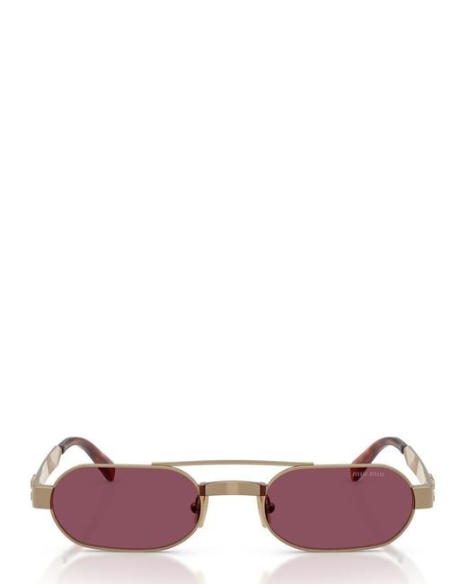 Miu Miu Pink Rectangle-Frame Sunglasses
