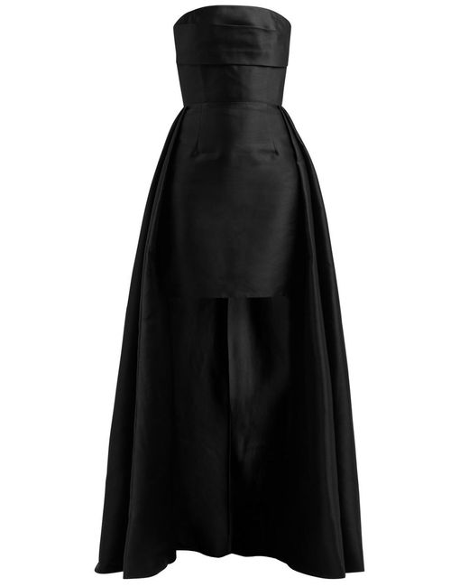 Solace London Black Trina Strapless Faille Gown