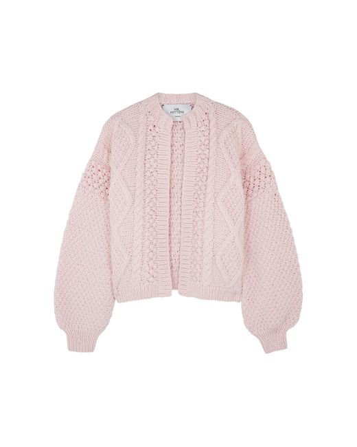 Mr. Mittens Pink Kimmie Textured-Knit Wool Cardigan