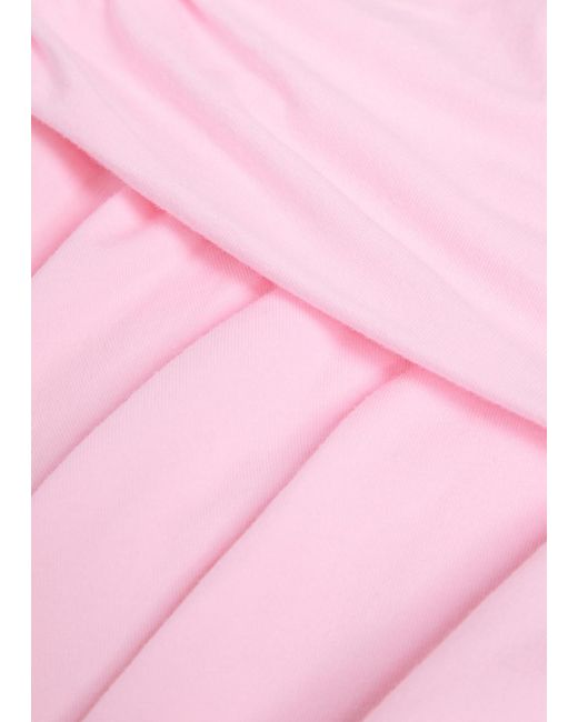 Skims Pink Foldover Stretch-Cotton Mini Skort