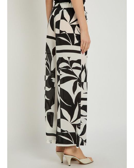 Max Mara Women's White Voto Printed Wide-Leg Silk Pants