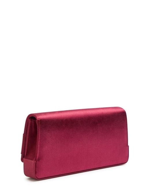 Manolo Blahnik Red Gothisi Embellished Satin Clutch