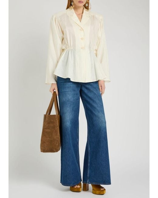 Chloé Natural Peplum Taffeta Blouse