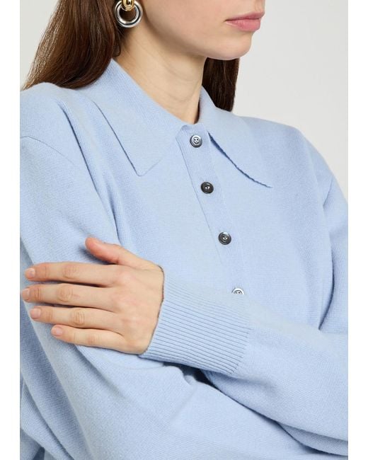 Rohe Blue Compact Wool And Cashmere-Blend Polo Top