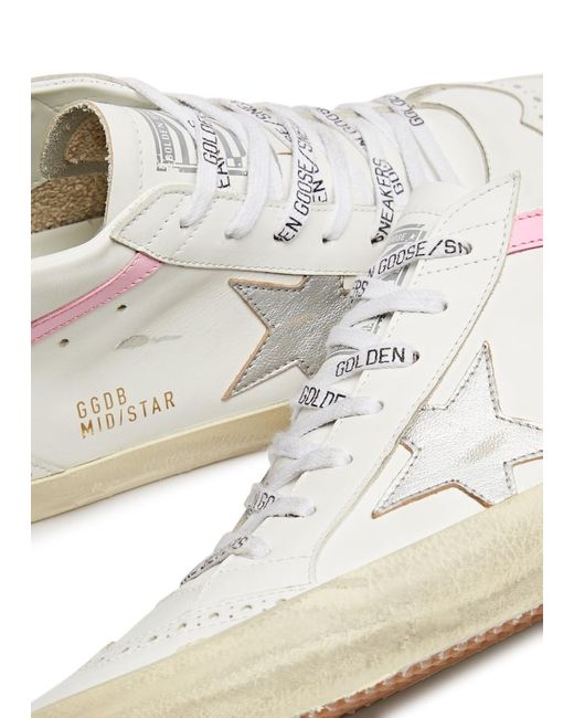 Golden Goose Deluxe Brand White Mid Star Distressed Leather Sneakers
