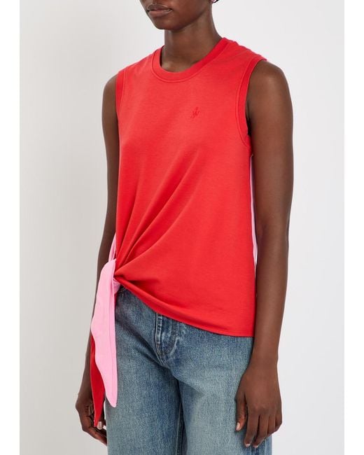 J.W. Anderson Red Colour-Blocked Cotton Tank Top
