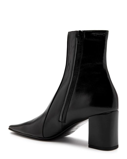 Saint Laurent Black Rainer 75 Patent Leather Ankle Boots