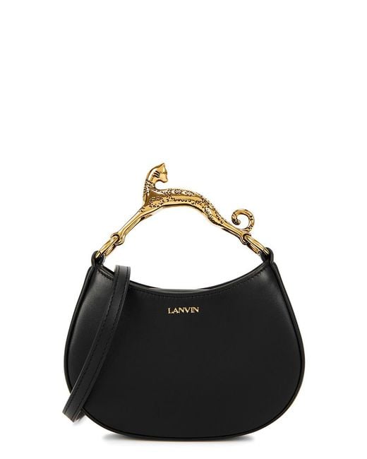 Lanvin Hobo Cat Mini Leather Top, Top Handle Bag, Bag, Black